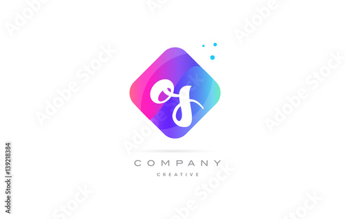 os o s  pink blue rhombus abstract hand written company letter logo icon