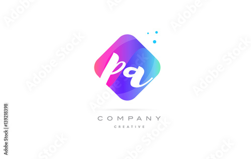 pa p a  pink blue rhombus abstract hand written company letter logo icon