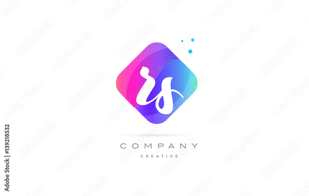 rs r s  pink blue rhombus abstract hand written company letter logo icon