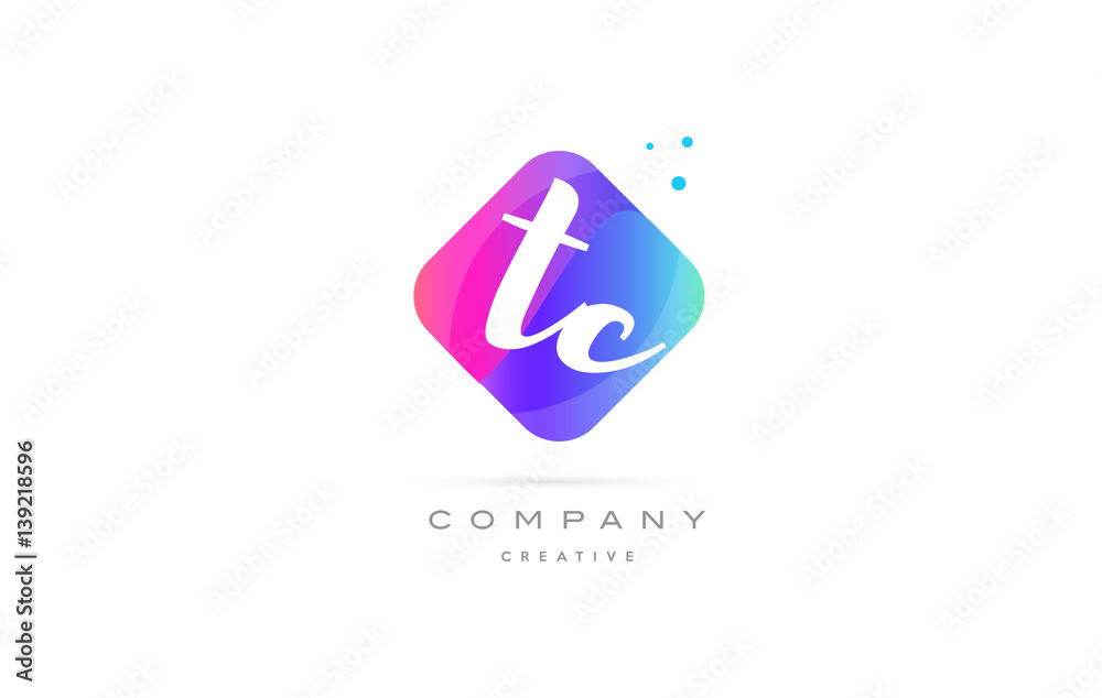tc t c pink blue rhombus abstract hand written company letter logo icon tc t c pink blue rhombus abstract hand written company letter logo icon