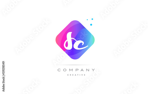 sc s c pink blue rhombus abstract hand written company letter logo icon
