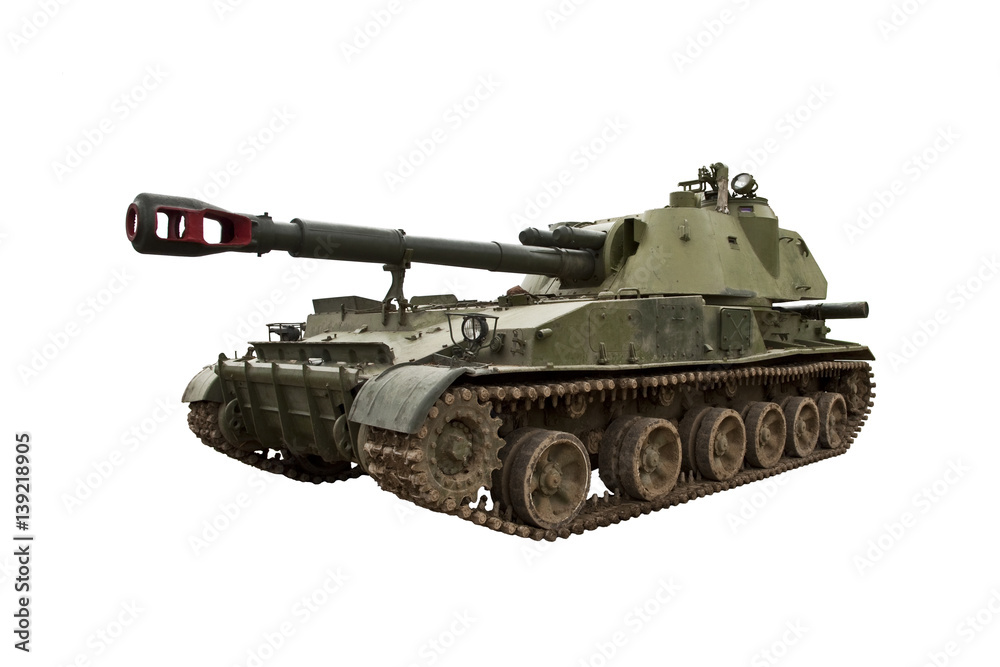 self-propelled artillery isolated on white background