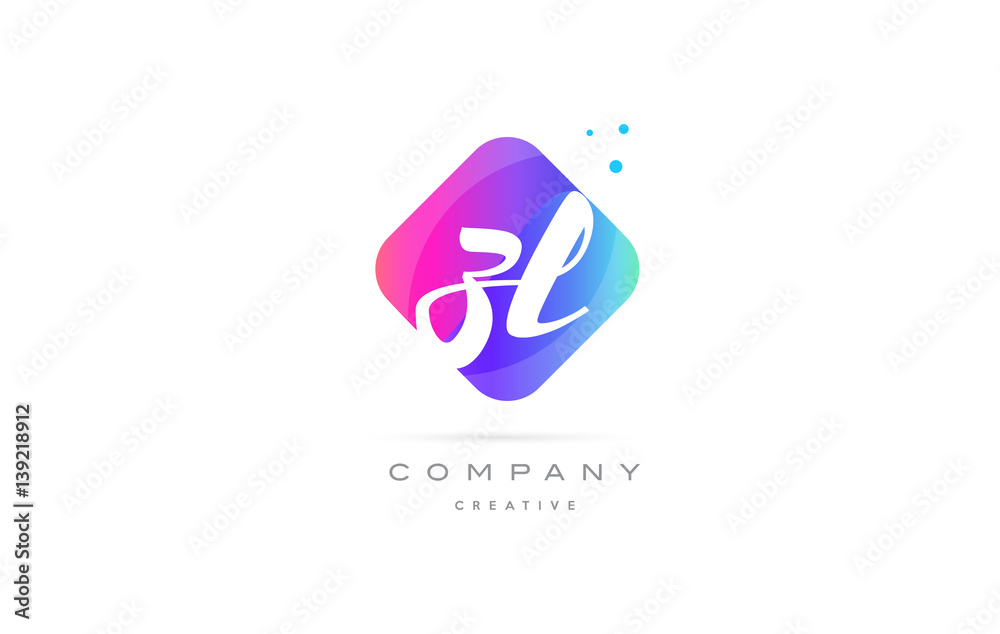 zl z l pink blue rhombus abstract hand written company letter logo icon zl z l pink blue rhombus abstract hand written company letter logo icon