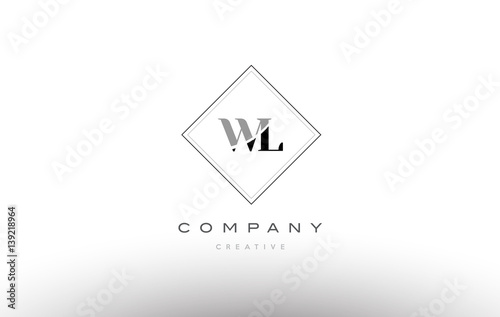 wl w l retro vintage black white alphabet letter logo