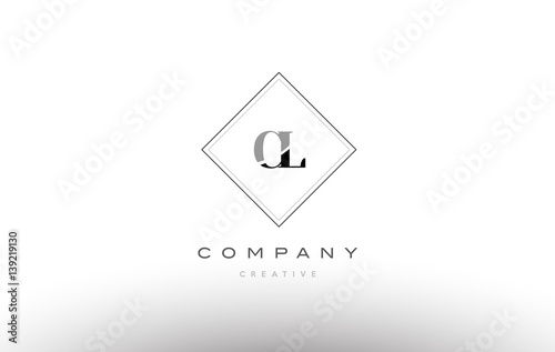 cl c l retro vintage black white alphabet letter logo