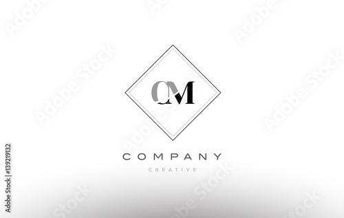 cm c m retro vintage black white alphabet letter logo
