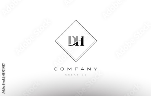dh d h  retro vintage black white alphabet letter logo
