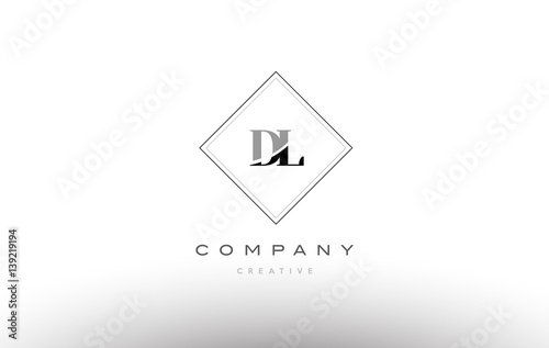 dl d l retro vintage black white alphabet letter logo