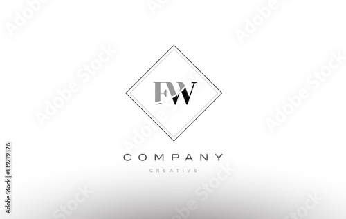 fw f w retro vintage black white alphabet letter logo