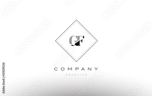 gf g f  retro vintage black white alphabet letter logo