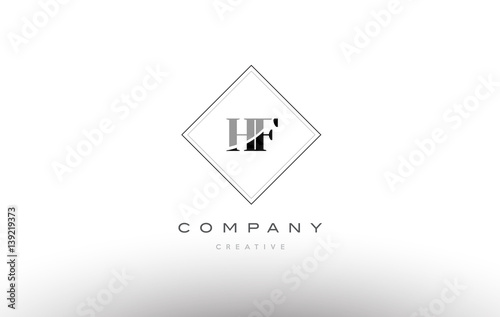 hf h f retro vintage black white alphabet letter logo