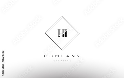 hi h i  retro vintage black white alphabet letter logo