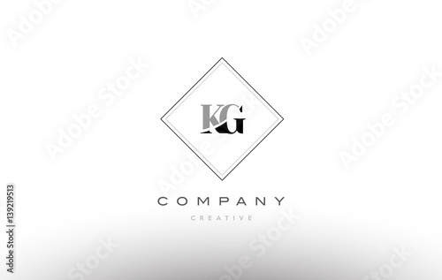 kg k g retro vintage black white alphabet letter logo
