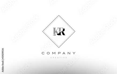 kr k r retro vintage black white alphabet letter logo