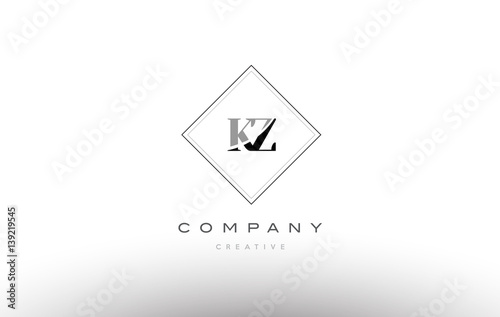 kz k z  retro vintage black white alphabet letter logo