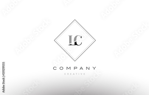 lc l c retro vintage black white alphabet letter logo