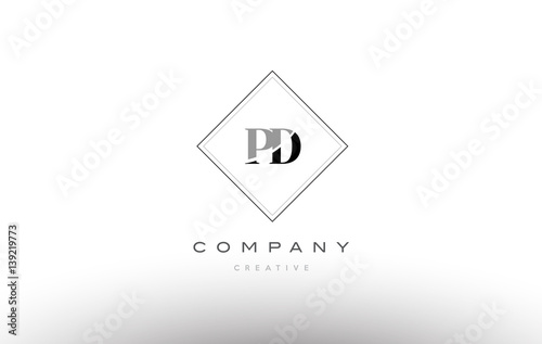 pd p d retro vintage black white alphabet letter logo