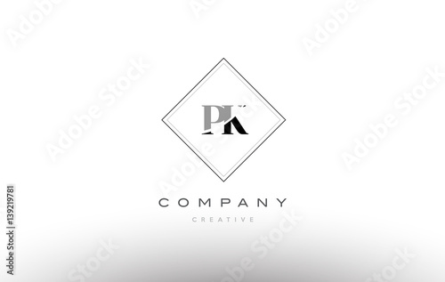 pk p k retro vintage black white alphabet letter logo