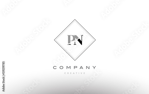 pn p n retro vintage black white alphabet letter logo