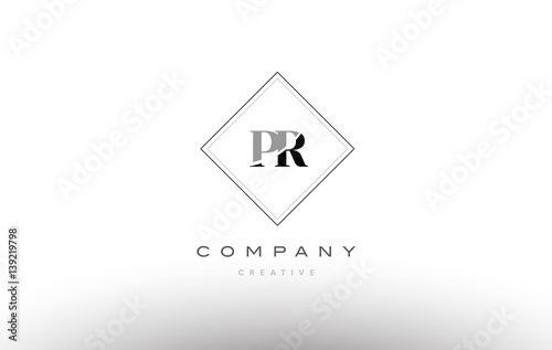 pr p r retro vintage black white alphabet letter logo