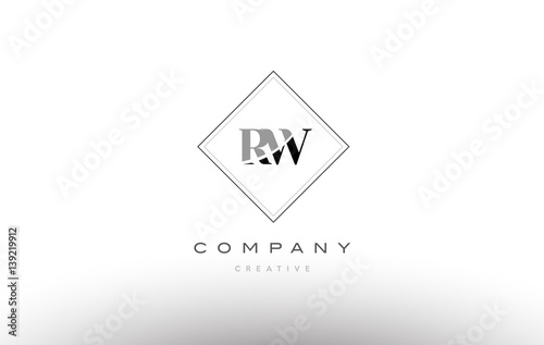 rw r w  retro vintage black white alphabet letter logo photo