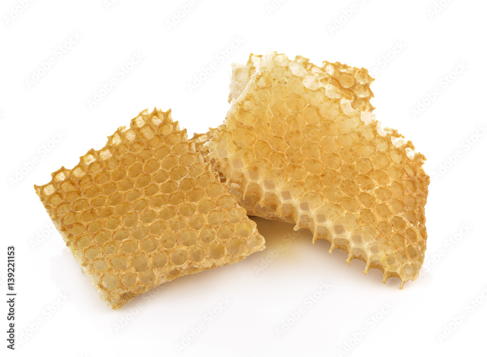 Honeycomb close up on a white background Honeycomb close up on a white background