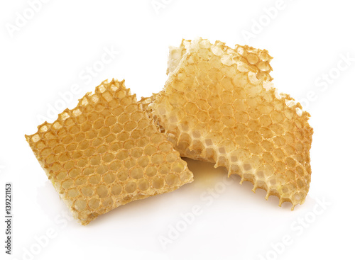 Honeycomb close up on a white background