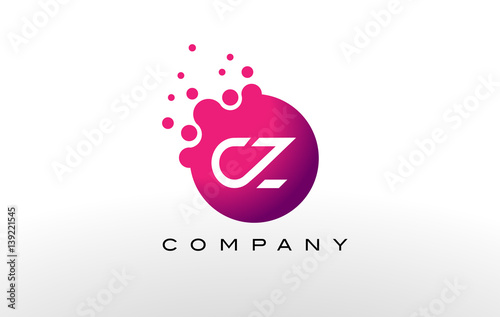 CZ Letter Dots Logo Design with Creative Trendy Bubbles.
