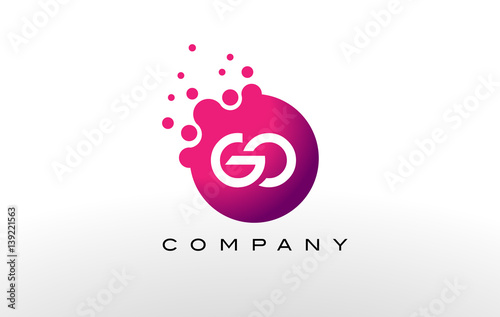 GO Letter Dots Logo Design with Creative Trendy Bubbles.