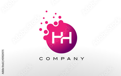 HH Letter Dots Logo Design with Creative Trendy Bubbles.