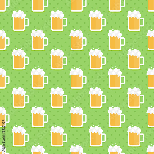 Beer, lemonade, beverage seamless pattern background with polka dots.