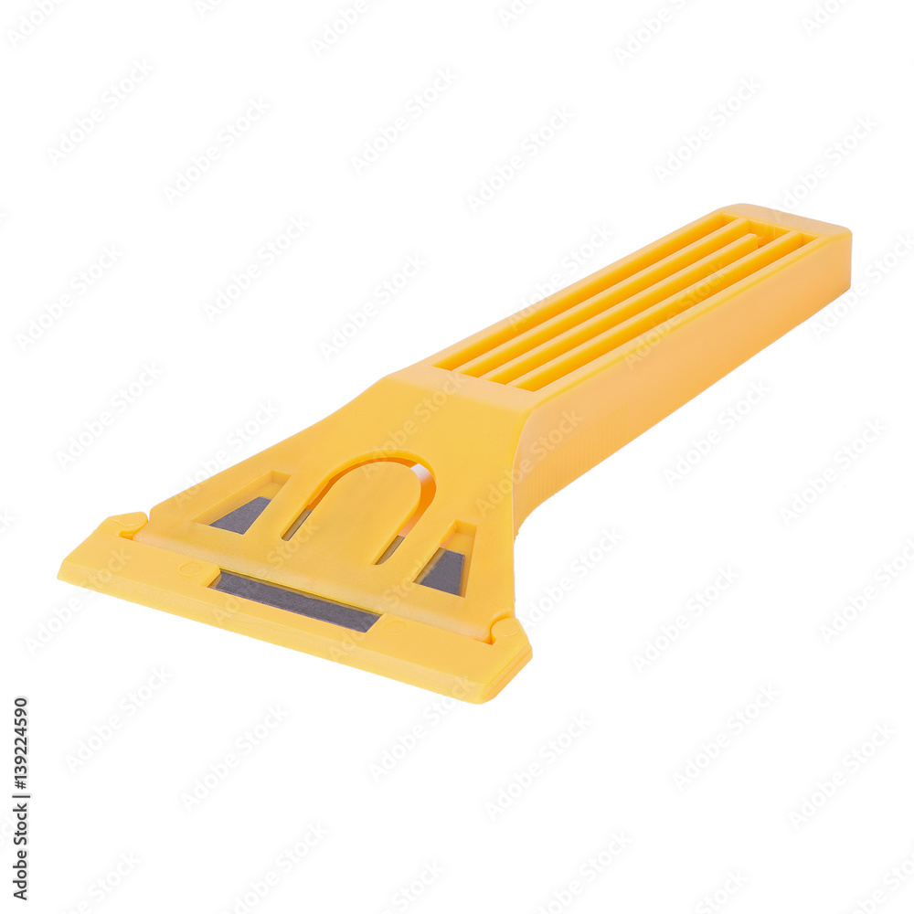 yellow plastic scrapper isolated yellow plastic scrapper isolated