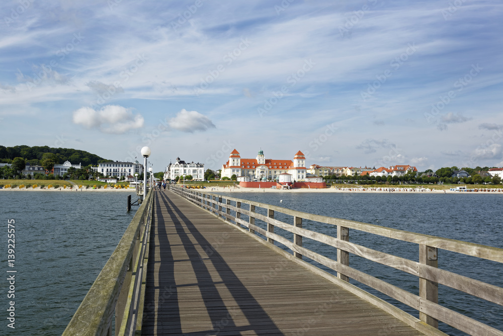 Germany, Binz, view from boardwalk to beach and spa hotel Germany, Binz, view from boardwalk to beach and spa hotel