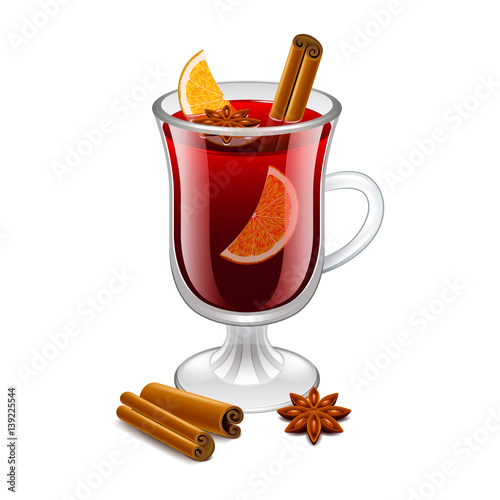 Mulled wine glass isolated on white vector