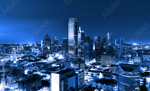 Skyscrapers, City of Dallas at night, Texas, USA