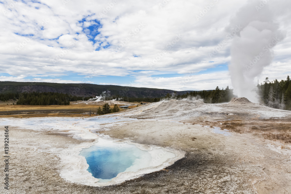 USA, Wyoming, Yellowstone National Park, Heart Spring and Lion Geyser USA, Wyoming, Yellowstone National Park, Heart Spring and Lion Geyser