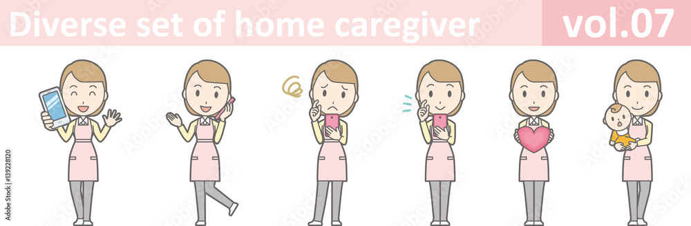 Diverse set of home caregiver, EPS10 vol.07