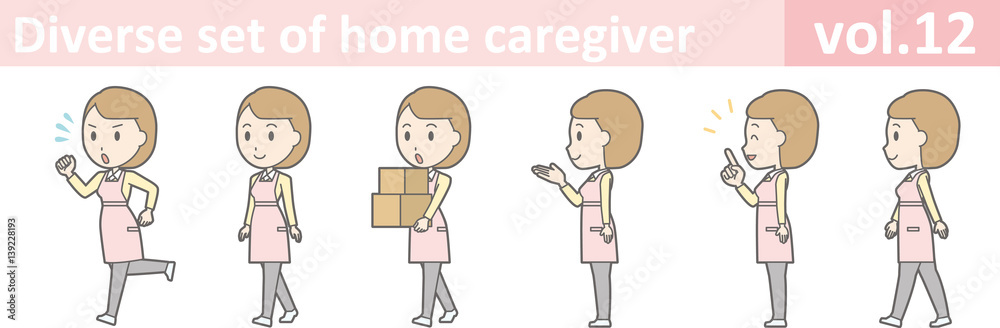 Diverse set of home caregiver, EPS10 vol.12