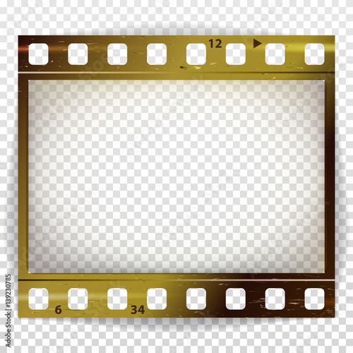 Film Strip Vector. Cinema Of Photo Frame Strip Blank Scratched Isolated On Transparent Background.
