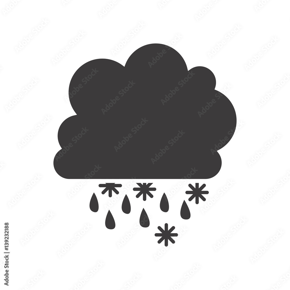 gray silhouette with cumulus of clouds with rain vector illustration gray silhouette with cumulus of clouds with rain vector illustration