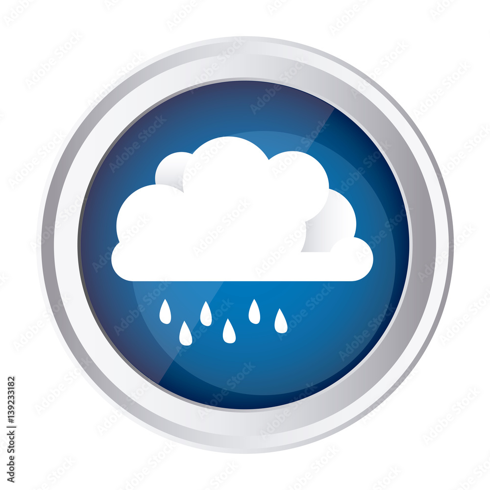 color circular frame and blue background with cloud with drizzle vector illustration color circular frame and blue background with cloud with drizzle vector illustration