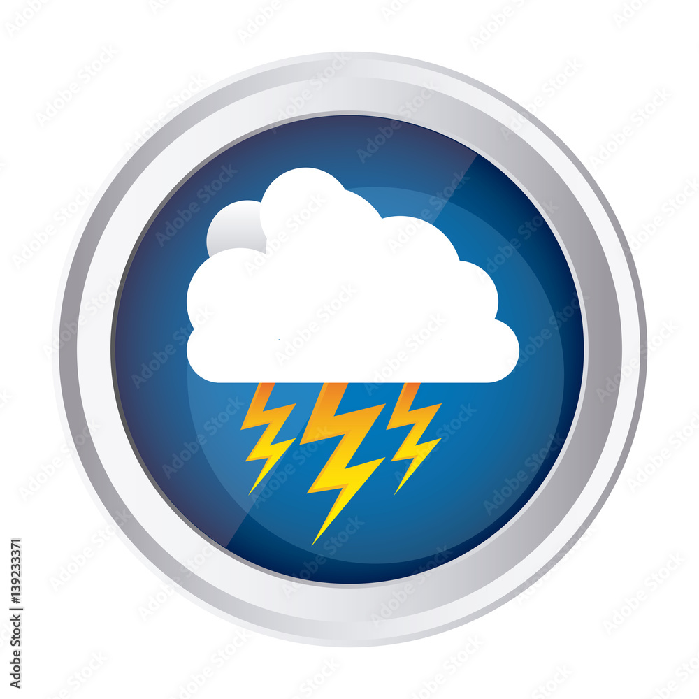 color circular frame and blue background with cloud with lightnings vector illustration color circular frame and blue background with cloud with lightnings vector illustration