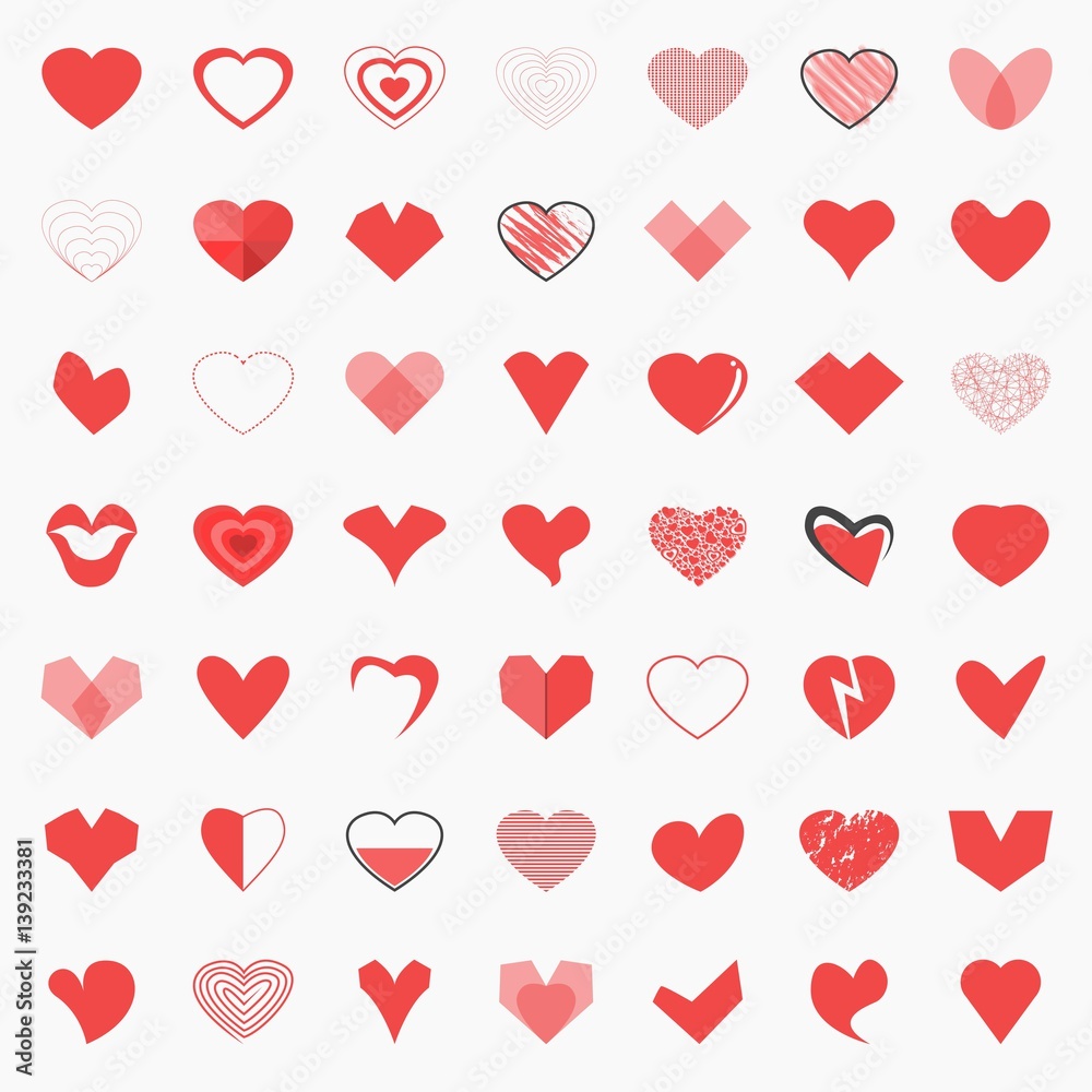 Shape Heart Icon Set - Vector