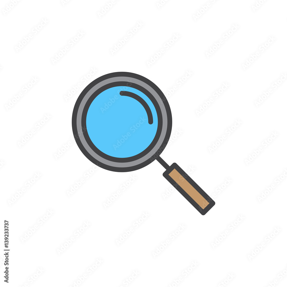 Magnifying glass line icon, filled outline vector sign, linear colorful pictogram isolated on white. Search, find symbol, logo illustration. Editable stroke. Pixel perfect Magnifying glass line icon, filled outline vector sign, linear colorful pictogram isolated on white. Search, find symbol, logo illustration. Editable stroke. Pixel perfect