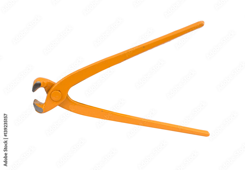 Orange wire cutter isolated on white background Orange wire cutter isolated on white background