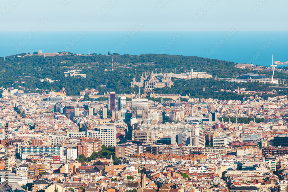 Panoramic view of the city of Barcelona. Aerial view