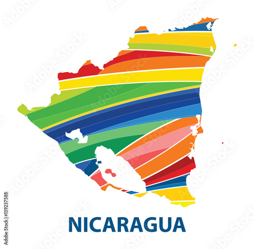 Colorful abstract nicaragua map vector.