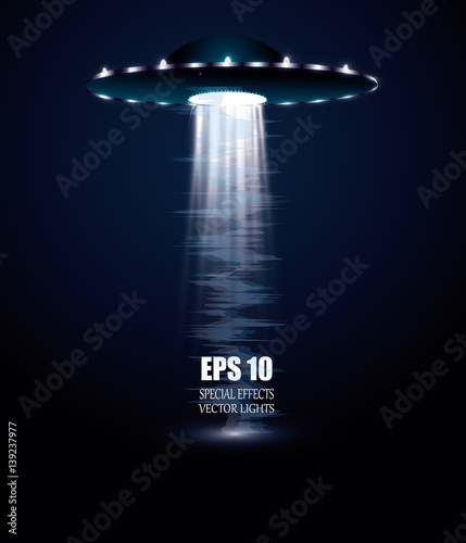 The alien ship. Vector illustration.