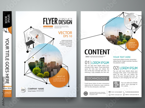 Portfolio design template vector. Minimal brochure report business flyers magazine poster. Abstract black point and line network shape on cover book presentation. City concept in A4 size layout.
