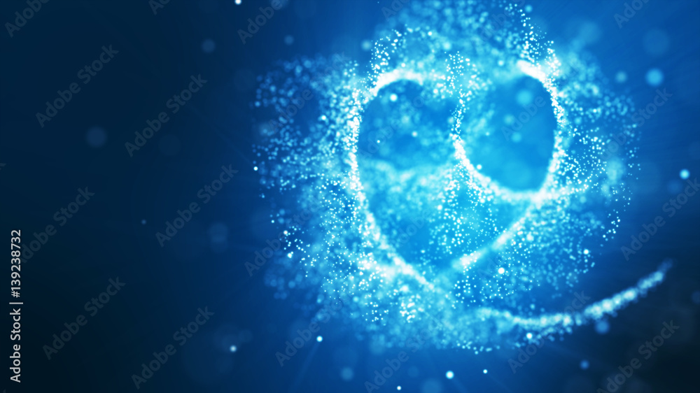 White blue and glow particle abstract background